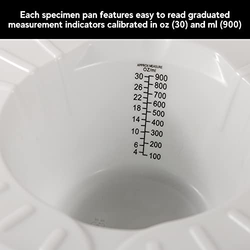 Graduated Specimen Collector Pans [Pack of 5] Toilet Nursing Hat for Urine, Vomit & Stool Collection Fits Over Toilets and Commodes - 30 oz for Women and Elderly (5) - Thumbnail 3