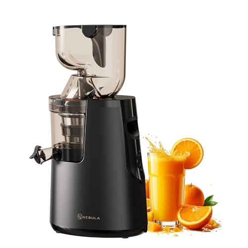 Nebula Grande Cold Press Slow Juicer | Machines for Whole Fruits & Vegetables | Wide Mouth Feeding Chute, BPA Free, 45RPM, Commercial Motor, Easy Clean | Black