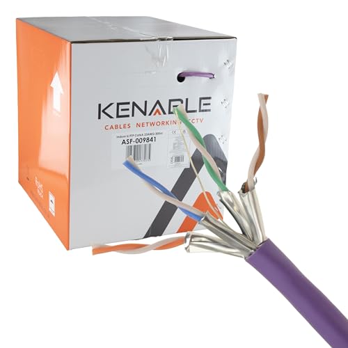 kenable CAT6A Network Cable Reel 305m | U/FTP Shielded 10 Gigabit Ethernet | Solid Copper LSZH Low Smoke | Purple 305 Metre Drum