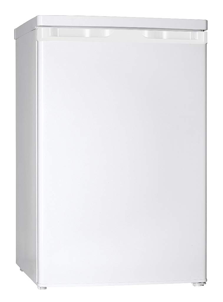 PKM KS109-DM Frigorifero, capacità utile 109 litri, congelatore a 4 stelle, 40 dB, autoportante, fermata della porta sostituibile, piedini regolabili in altezza, illuminazione a LED, bianco