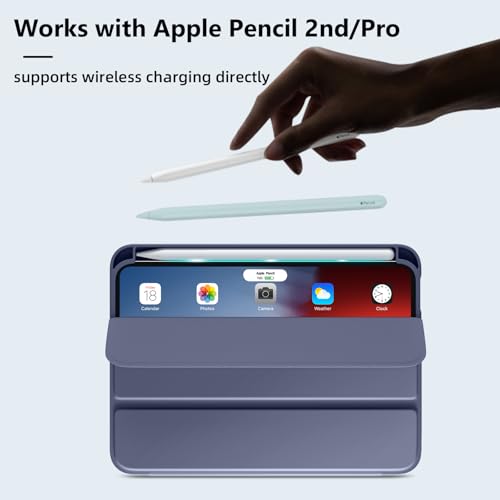 Mastten for iPad mini 7 Case A17 Pro, for iPad mini 7th/6th Generation Case 2024/2021 8.3 Inch with Pencil Holder, Hybrid Slim Clear Back Shell Cover Kids, Auto Wake/Sleep, PurpleGray by Mastten - Image 6