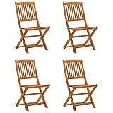 LEDSIX Möbelset Klappstühle Gartenstühle 4-teilig Massiv Eukalyptus Holz Outdoor Möbel