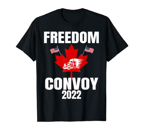 Convoy de Libertad de la Bandera de Estados Unidos y Canadá 2022 Trucker Camiseta