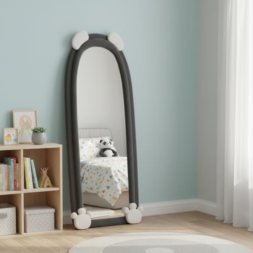 Image of APRODZ Full Length Bear Dressing Mirror | Floor Standing Full Body Mirror with Cute Bear Frame | Decorative Bedroom & Clothing Store Fitting Mirror for Home, Kids Room & Studio