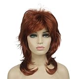 Lydell Long Soft Shaggy Layered Wigs Classic Cap Full Synthetic Wigs (130 Copper Red)