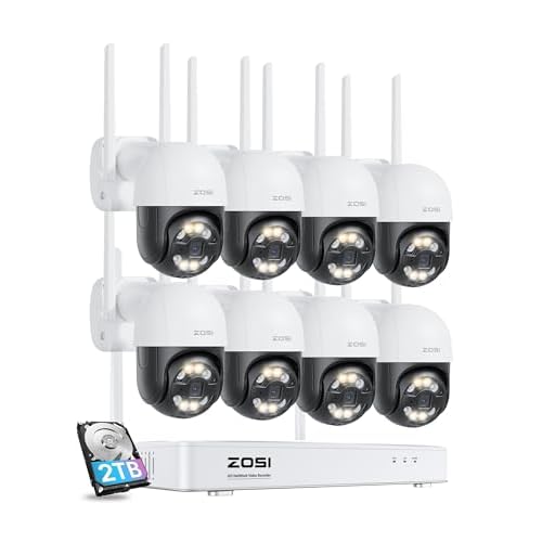 ZOSI Kit Cámaras de Vigilancia WiFi-6 Exterior 8CH NVR Inalámbrico con 64GB Tarjeta de Memoria y 4X 3MP CCTV Cámara Seguridad, Detección de Persona, Visión Nocturna Color, Audio Bidirecciona
