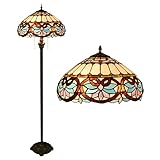 YHdtUO 16 Inch Tiffany Floor Lamp, Vintage Stained Glass Standing Lamp, 64" Tall Antique Sun Flower Decoration Reading Light for Living Room Bedroom Study