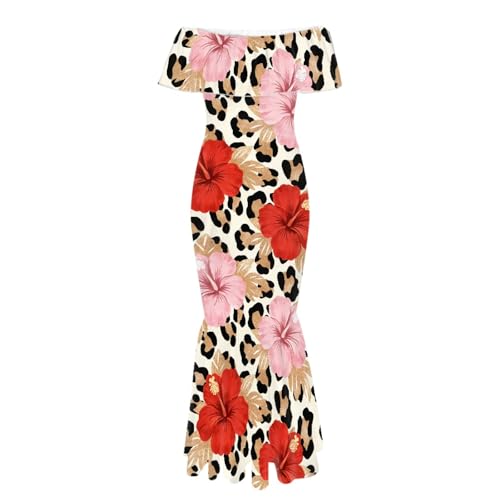 Image of Polynesian for Women S-7XL Off Shoulder Maxi Dress Hawaiian Summer Dresses