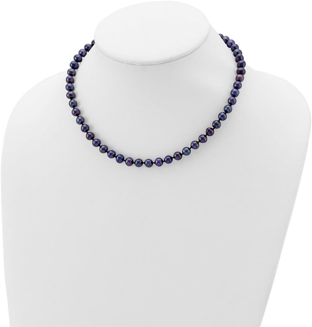 925 Sterling Silver Polished Pearl clasp Rhod Plated 6-7mm Black Freshwater Cultured Pearl Necklace 20 Inch Pendant Necklace for Women - Image 3