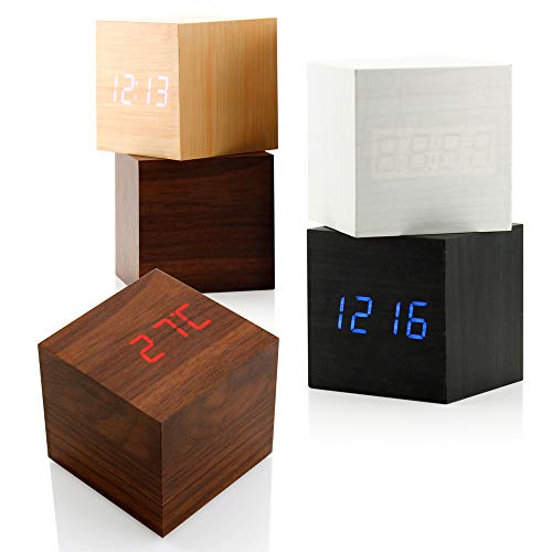 Digital Alarm Clock, Brighter Display Wooden Alarm Clocks, Led Clock For Bedroom, Small Digital Clock With Usb Led And Charger, Square Shape With Compatible Size Suitable For Bedrooms, Office-Brown #TOP5