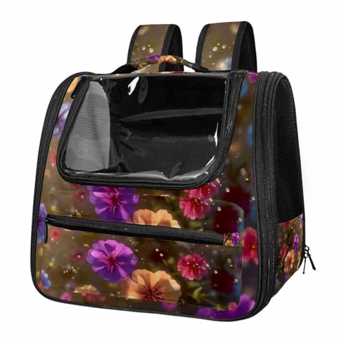 otnrnondcl Flower Background (2) Cat Backpack Carrier, Pet Backpack for Dog Cat Puppy Kitty, Travel Carrier for Hiking Walking Outdoor Use
