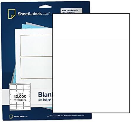 Sticker Paper, Full-Sheet Labels, All Purpose 8.5" x 11" White Matte, Laser or Inkjet Printing, No Back-Slit, 100 Labels