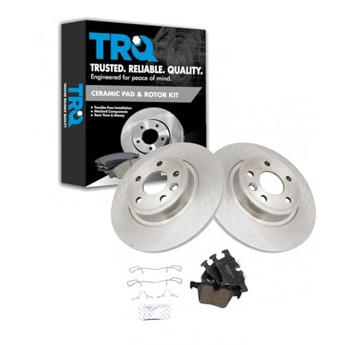 Image of TRQ Rear Brake Pad and Rotor Set Ceramic Rotors Compatible with 2018-2019 Jaguar E-Pace 2015-2019 Land Rover Discovery Sport
