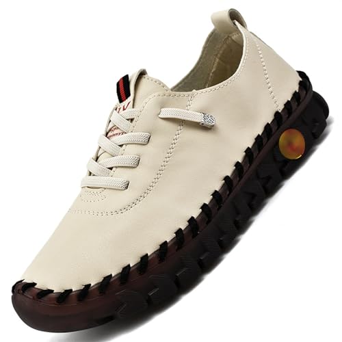 Chaussures orthopédiques for Femmes, Mocassins à Fond Plat antidérapant à tête Ronde, Mocassins en Cuir Souple à Tendon de bœuf, Nouvelle Collection 2024 (Color : White, Size : 38)