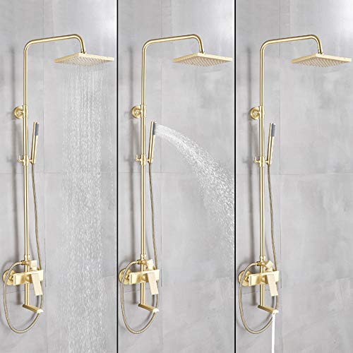 Robinets de douche or brossé complet avec colonne de pluie - 3