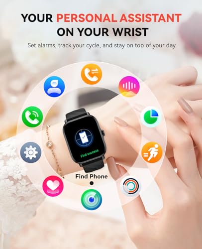 Image of Smart Watches Fitness Tracker for Women Men with Step Counter, Sleep Calorie Monitor, Pedometer, IP68 Waterproof, Smartwatch with 120+ Sports for iPhone Android (Black)