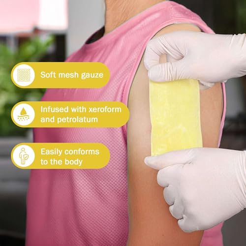 Xeroform Petrolatum Dressing 4x4-25 Gasas de Petrolato Estériles - Banda de Gasa Oclusiva para Cuidado de Heridas - Envuelto Individualmente, Absorbente, No Adhesivo y Libre de Látex miniatura 3