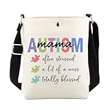 FUSTMW Bolsa tiracolo para autismo, presentes de conscientização do autismo, presentes de apreciação da mamãe do autismo, bolsa balde com alça de ombro ajustável, Bolsa corporal para autismo