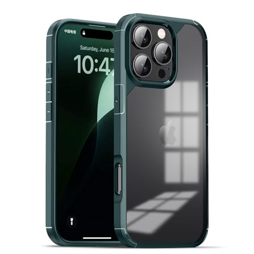 Image of KARWANBack Cover |Shockproof Bumper Case | Full Camera Protection | Raised Edges | Super Soft Side TPU | Bumper Case for iPhone 16 Pro -Green