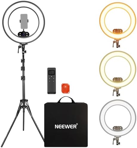 NEEWER 18" Ring Light, Wireless Professional Edge Lit Lighting wi...