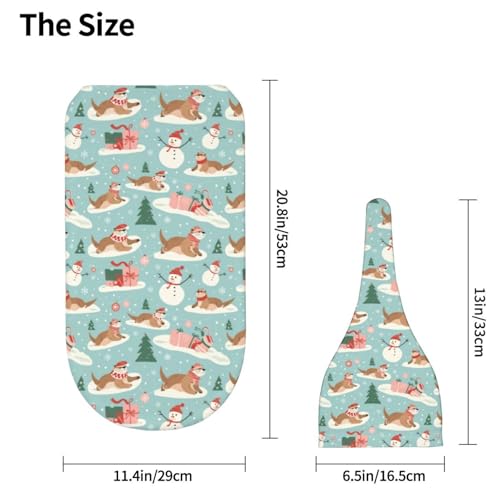 Image of Winter Otters and Snowmen Newborn Swaddle Blankets Hat Sets Soft Baby Receiving Blanket Swaddle Sack for Baby Shower Infant Boy Girl Gift
