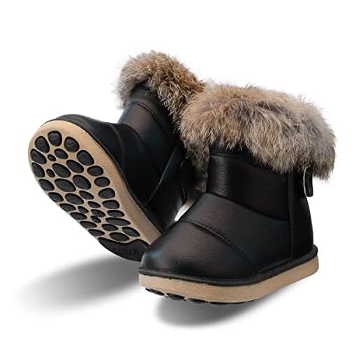 Botas de Nieve Niñas Infantiles Invierno Zapatos Anti Deslizante (23 EU/Etiqueta 24, Negro)