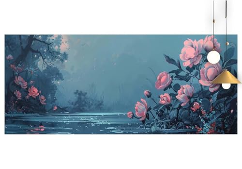 Diamond Painting Fleurs Roses 60x130cm de Haute Précision
