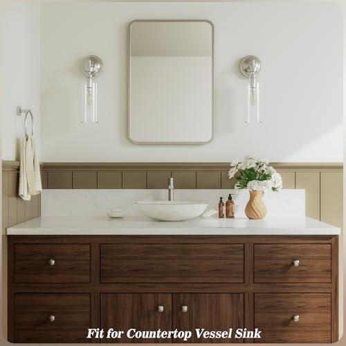 Phiestina Brushed Nickel Tall Bathroom Vessel Sink Faucet, Single Hole Single Handle Modern Above Counter Sink Bathroom Faucet, with Water Supply Line and Pop Up Drain, FH03-BN-V by phiestina - Used condition - Image 8