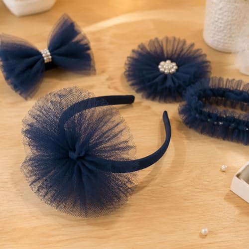 Image of Navy Blue Tulle Fabric Ribbon 6 Inch by 25 Yards Rolls Fabric Spool Tulle for Gift Wrapping Wedding Decorations Craft Supplies DIY Tutu Skirt Baby Shower Birthday Party