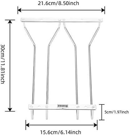 Dianoo Wine Glass Rack Under Cabinet, 304 Stainless Steel Wine Glasses Holder, Stemware Racks Storage for Bar Kitchen 30cm 2 Rows