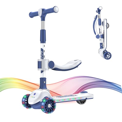 Electric Scooter, 5.5 Solid Tire, Foldable Scooter, Dual Braking, 5-8 Miles, Blue