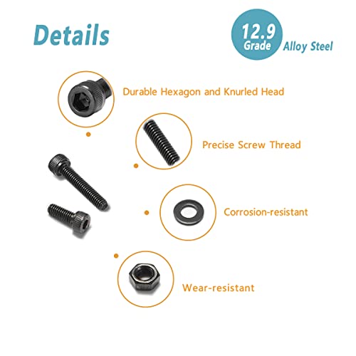 660 Pcs M2 Screw Assortment,M2*4Mm/6Mm/8Mm/10Mm/12Mm/16Mm,12.9 Grade Alloy Steel, Metric Hex Socket Head Cap Screws Nuts Washers Kit, Black Zinc Plated Anti Rust Upgrade #TOP3