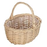 ELEOUTI Geflochtener Tragbarer Handkorb aus Langlebigem Weidenmaterial Kleiner Blumenkorb und Dekorativer Obstkorb für Garten Picknick und Haushalt