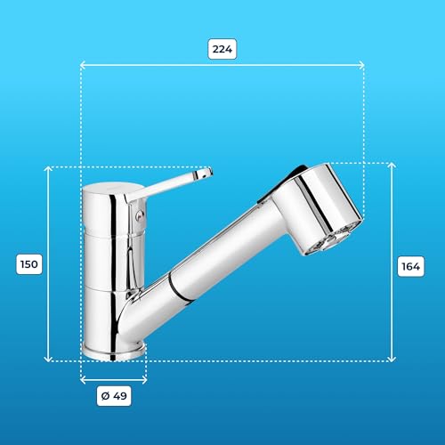 LAXARA Ausgussbecken aus HIPS-Polystyrol korrosionsbeständig Farbe: Graphit mit Armatur | Universal Waschtrog mit Siphon + Überlauf | Spülbecken + Montageset für Waschraum, Garten, Garage, Werkstatt