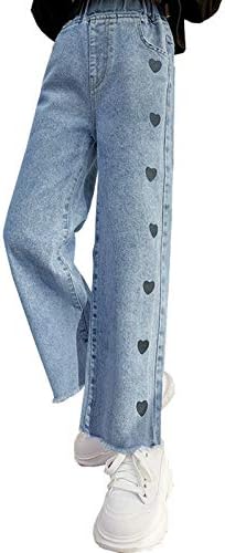 NABER Kids Girls' Casual Elastic Waist Denim Pants Fashion Jeans Age 11-12 Years Blue