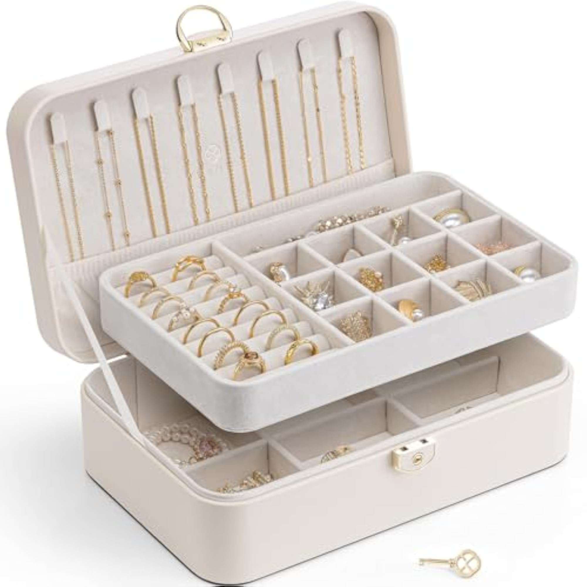 Double Layer Lockable Jewellery Box for Rings and Earrings