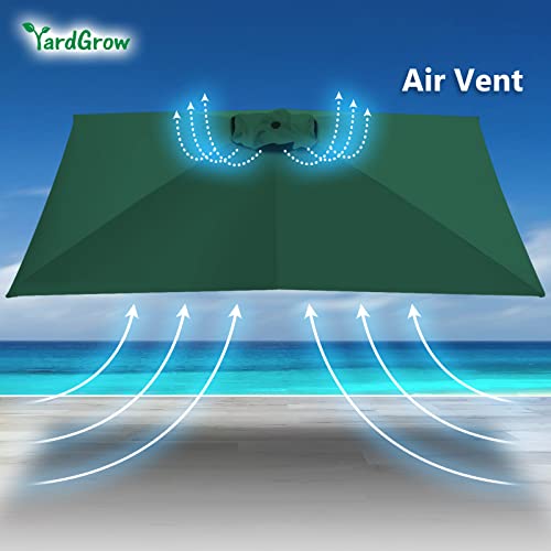 Yardgrow 10'X6.5' Outdoor Patio Umbrella Replacement Canopy For 6 Ribs Parasol Top Cover Thick Umbrella Canopy Replacement, Canopy Only (Green) #TOP4