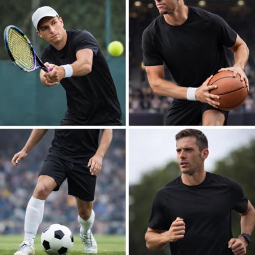 Planetee Maillot de Sport Homme Badminton - T-Shirt Respirant Polyester Manches Courtes - Cadeau Sportif Anniversaire Noël Fête des Pères - Taille L – vue 2