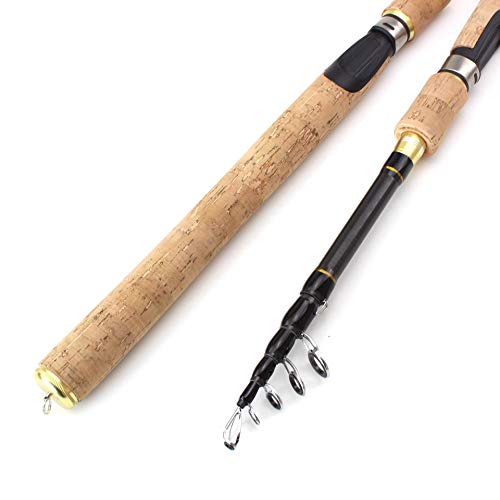 1.8m-2.7m Spinning Rods Wooden Handle Carbon Fishing Rod Bass Fishing Tackle Lure Rods Telescopic Fishing Pole (1.8 m) : Sports & Outdoors