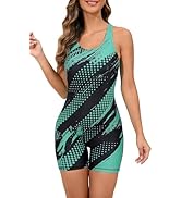 Halcurt Womens Boyleg One Piece Swimsuit Athletic Racerback Bathing Suit with Boyshorts Full Cove...