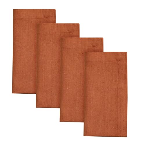 Set de 4 servilletas cuadradas de algodón naranja miniatura 1