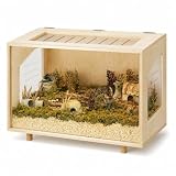 Wooden Hamster Cage - 24 inch Guinea Pig Cage Clear Small Animal cage with Open top Hamster Habitat Wooden Frame with Acrylic Panel
