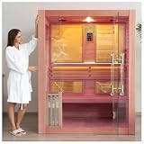 amocane Sala interna di sauna del vapore del cedro, sauna di legno della casa di 1-2 persone con il radiatore basso di EMF Harvia di 3KW, corredo di lusso degli accessori della sauna con lo schienale