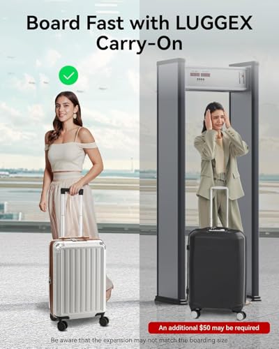 LUGGEX Carry On Luggage 22x14x9 Airline Approved, PC Expandable Hard Shell Suitcases with Spinner Wheels, 20 Inch, Charcoal Metallic2