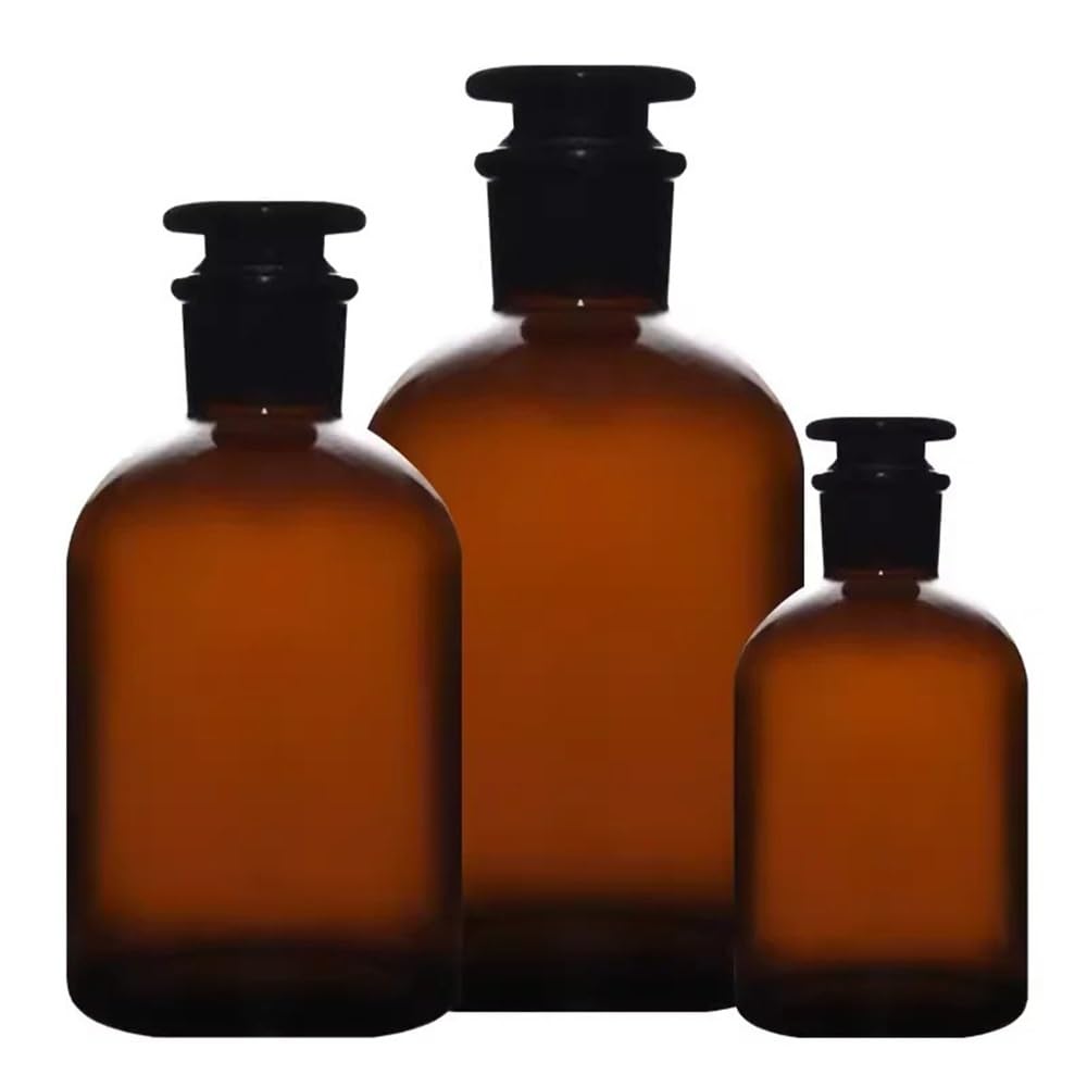 Equipos y suministros de laboratorio Frasco reactivo de laboratorio marrón vidrio alto sin plomo con tapón esmerilado