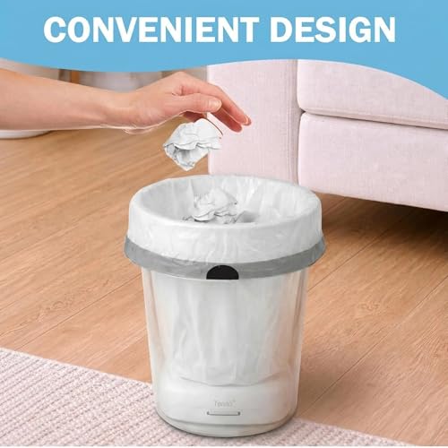Image of Teivio 4 Gallon Drawstring Trash Bags with Dispenser, 110 Count | Strong Bathroom garbage bags and waste basket liners with in-bin dispenser for cleaner refills