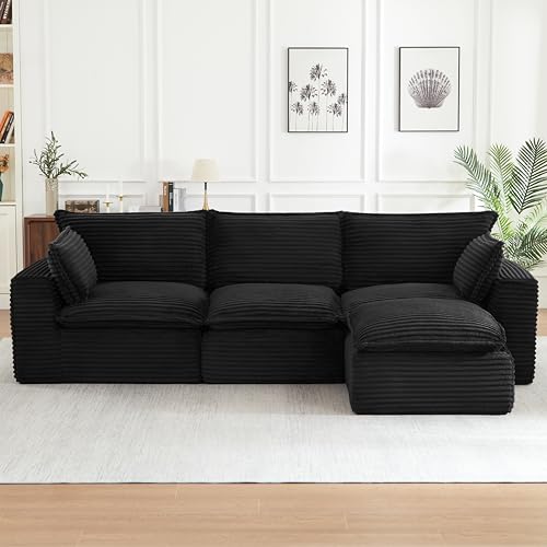Oversized Corduroy Modular Sectional Couch，Modern Cloud L-Shaped...