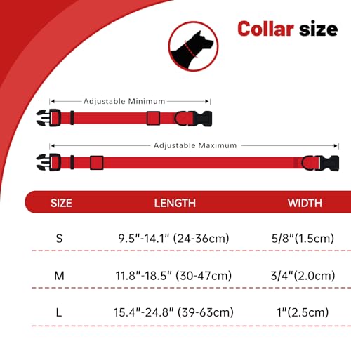 Image of Waterproof Dog Collar, Easy to Clean Rubber Dog Collars with Quick Release Buckle Fits Small Medium or Large Dogs (Red, M (11.8-18.5 inch))