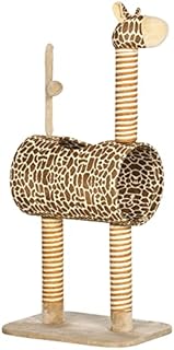 PawHut Cat Tree for Indoor Cats Cute Giraffe Kitten Play Tower w/ Scratching Posts, Tunnel, Toy Ball, 48.5 x 34.5 x 101cm - Beige