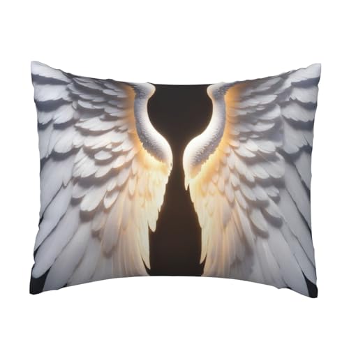 AYYQWE Funda de cojín con estampado de alas de ángel, elegante, cómoda, agradable al tacto, lavable, acogedora para uso doméstico